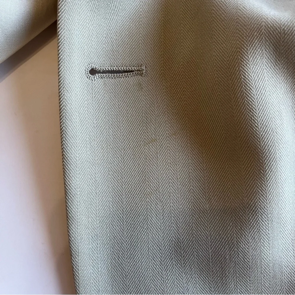 Oscar De‎ La Renta Men's 44L 100% Silk Sport Coat Beige Herringbone Blazer
